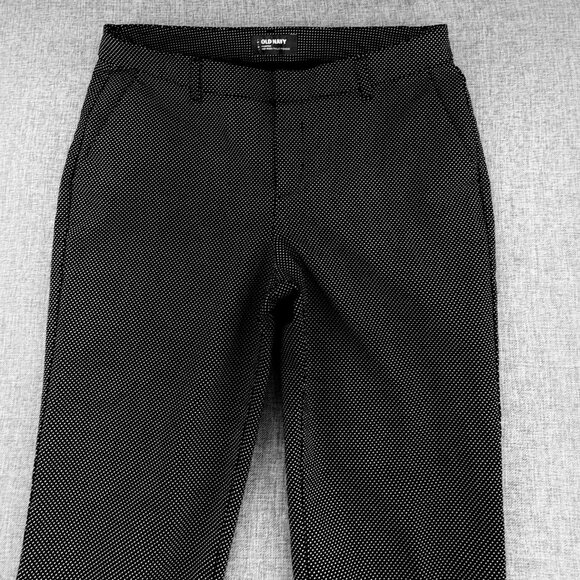 Old Navy Harper Ankle Pants Black & White Polka Dots Mid Rise 8 Regular Cotton B - Picture 6 of 15